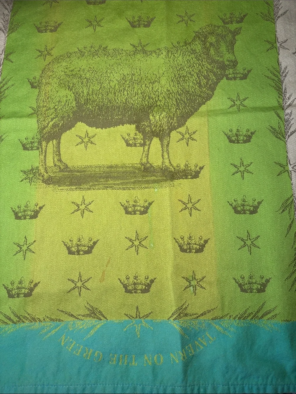 Tavern on the Green NYC French Jacquard Cotton Dish Towel Sheep Motif
